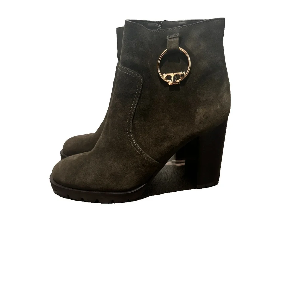 Tory Burch Sofia lugged Suede Boots Booties green size 8.5